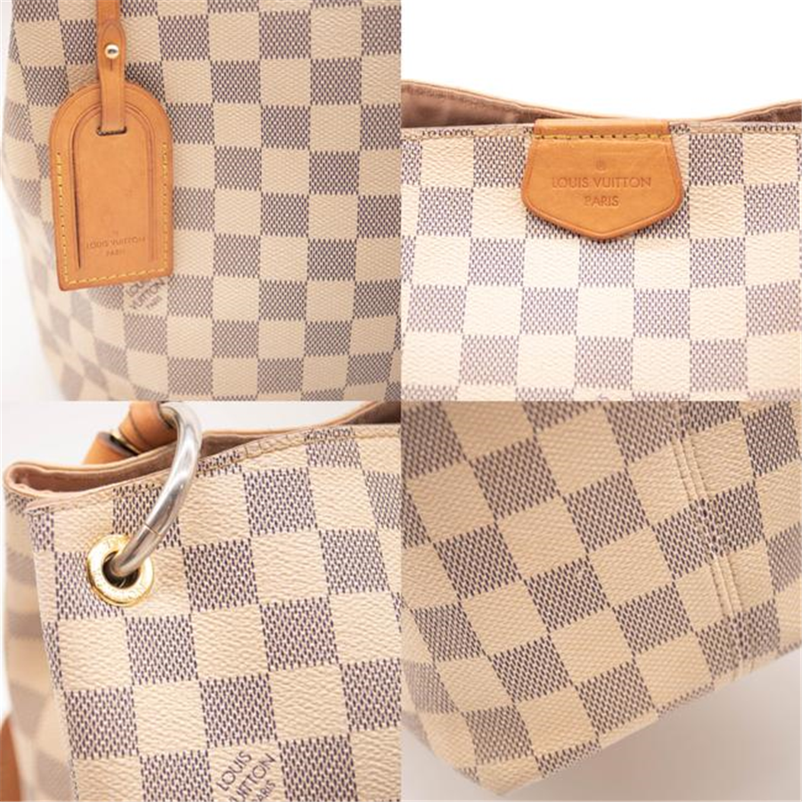 Louis Vuitton Graceful Damier Azur Mm Rose Ballerine White Canvas Tote
