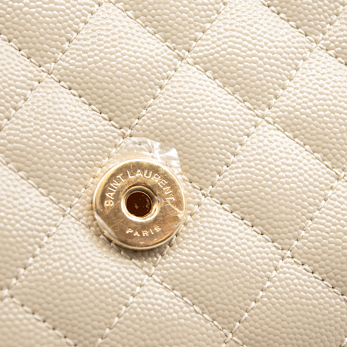 NEW Saint Laurent Monogram Small Envelope Leather Wallet On Chain Mixed Matelasse