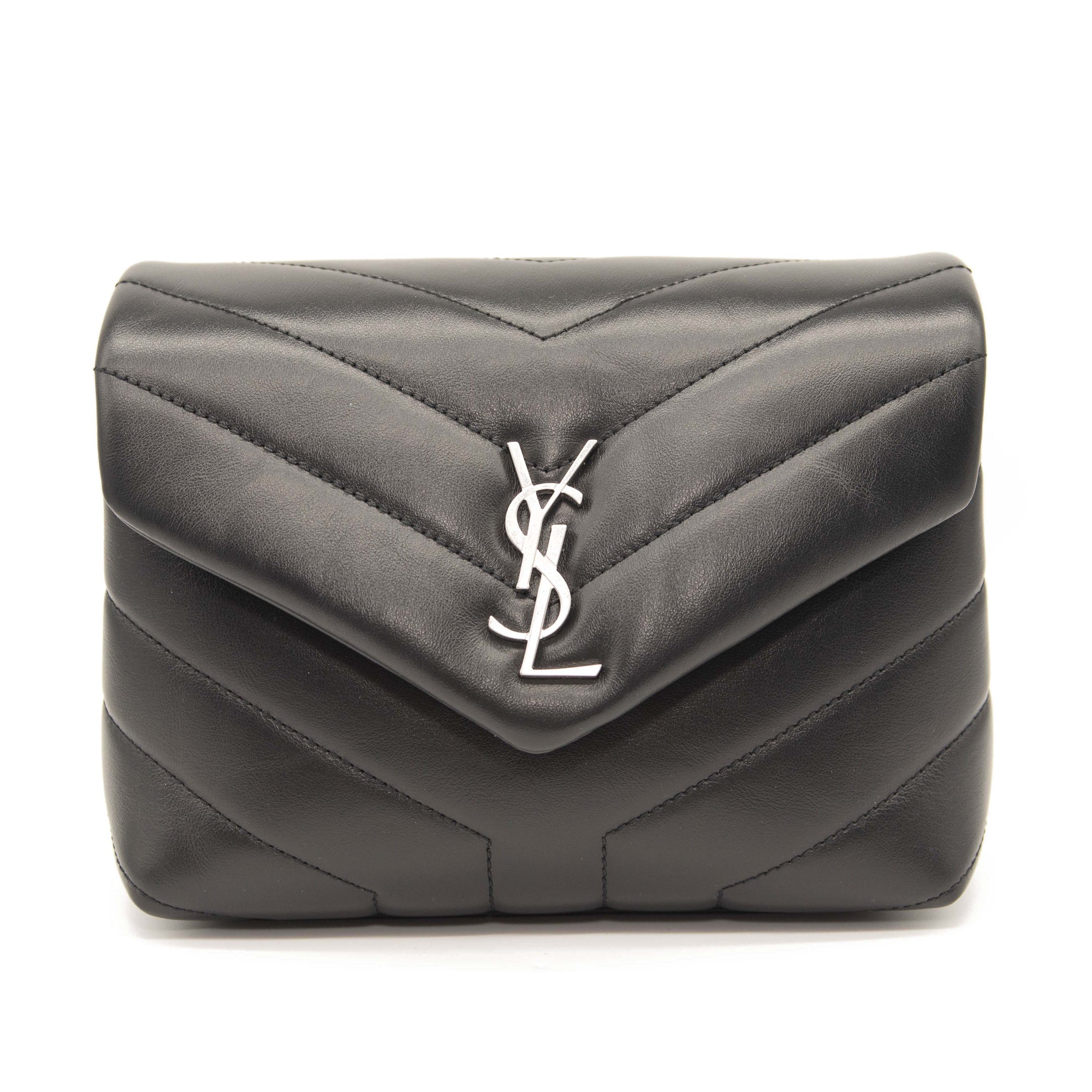 NEW Saint Laurent Toy Loulou Strap Bag in Quilted Y Shoulder Bag Black