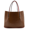 Christian Louboutin Large Cabarock Croc Embossed Leather Tote Brown