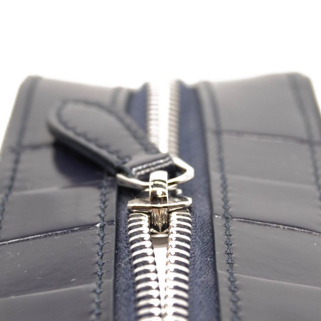 Burberry Paddy Check Embossed Leather Charcoal Blue