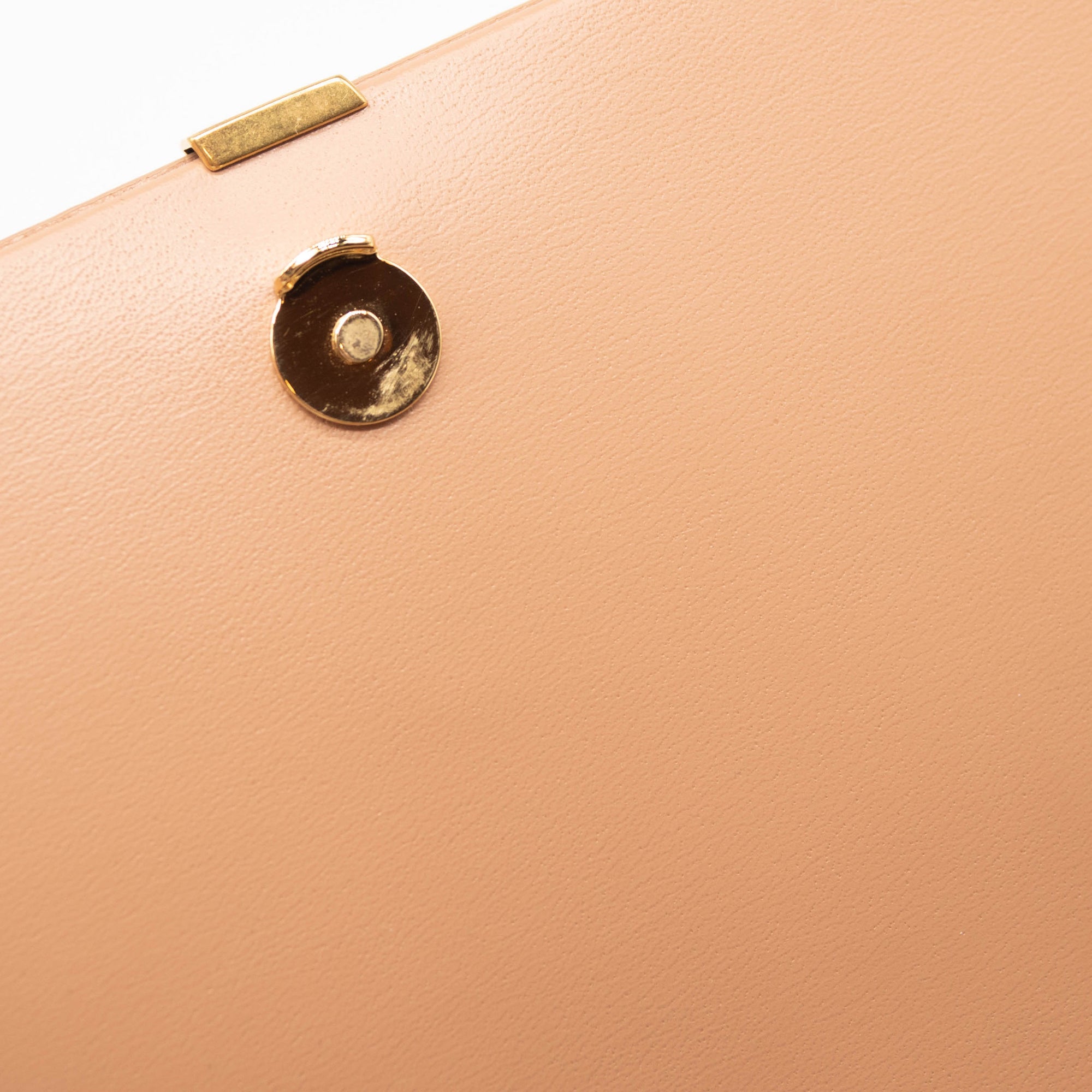 Saint Laurent Glossy Calfskin Monogram Chain Wallet Dark Beige