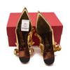Valentino Gold Roman Ankle Strap Pointed Toe Brass Flats