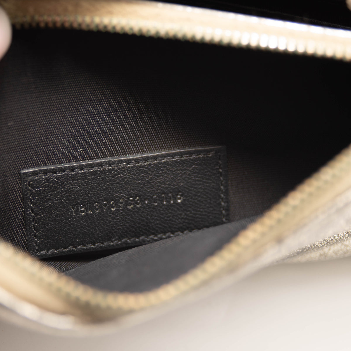 Saint Laurent Grain De Poudre Matelasse Chevron Monogram Envelope Chain Wallet Gold