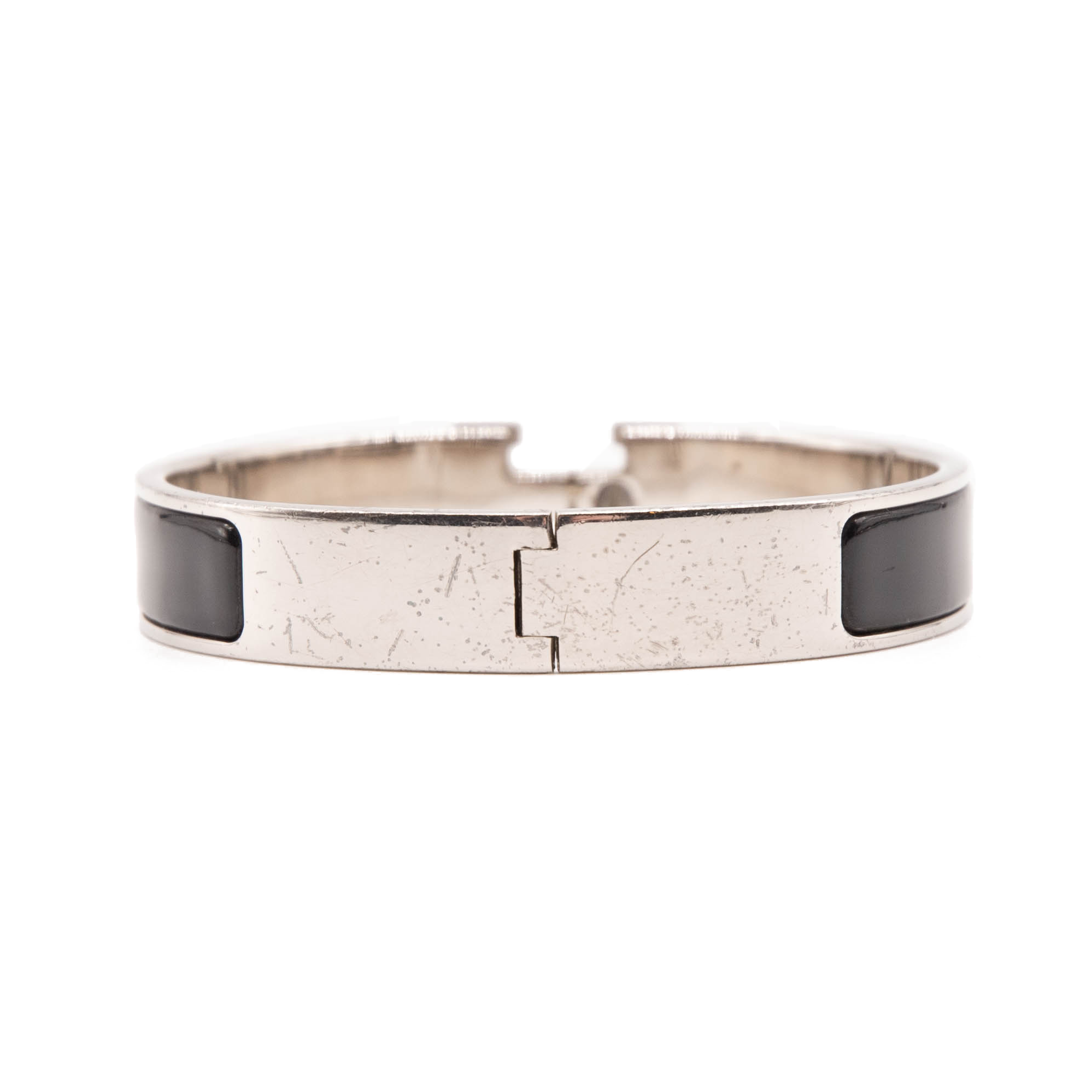 Hermès Clic H Enamel Bracelet - Black, Palladium-Plated Bangle, Bracelets -  HER598952 | The RealReal