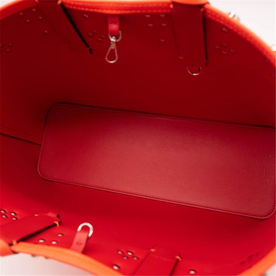 Christian Louboutin Small Cabata Studded Orange Leather Tote