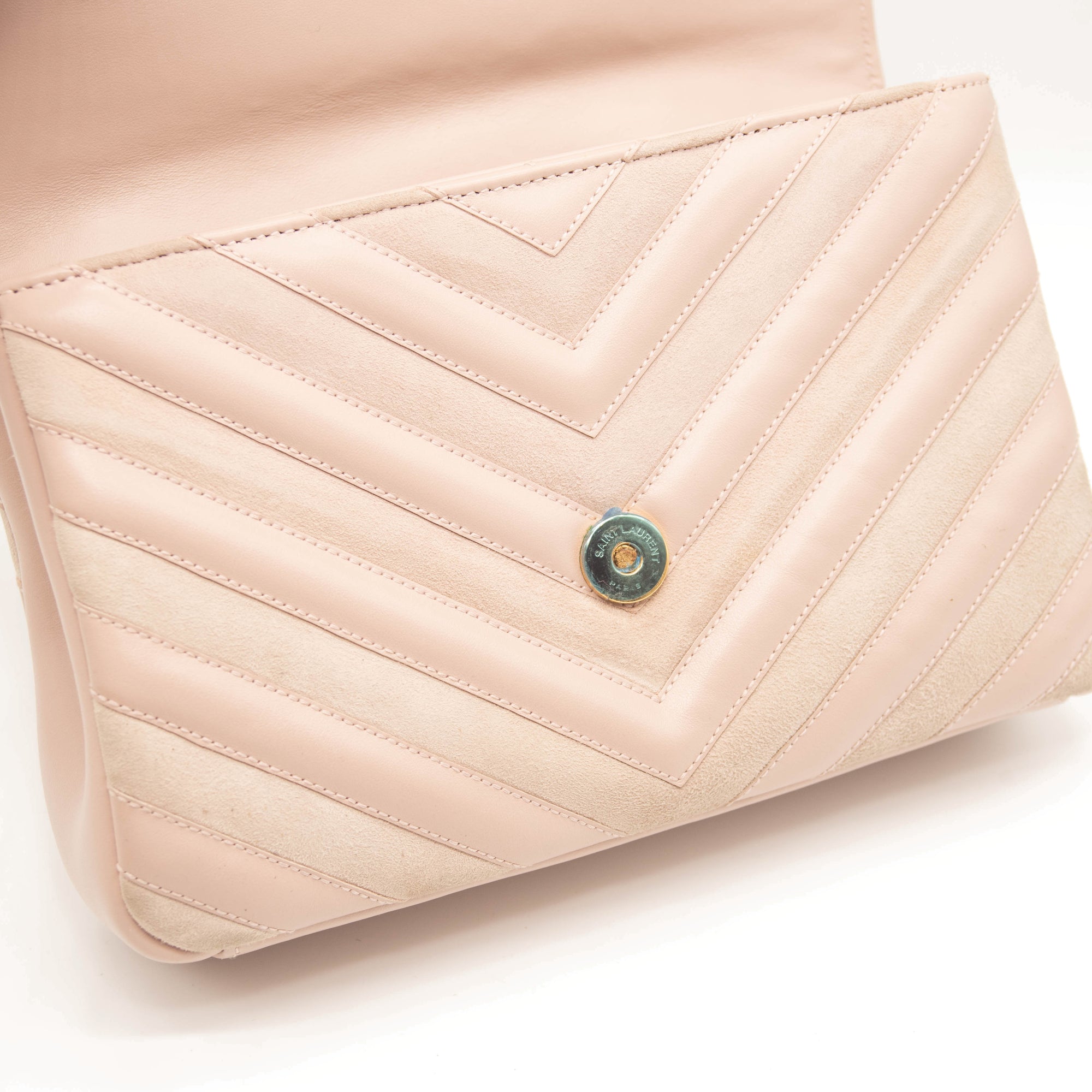 Saint Laurent Classic Monogram College Bag Matelasse Chevron Leather and Suede Medium