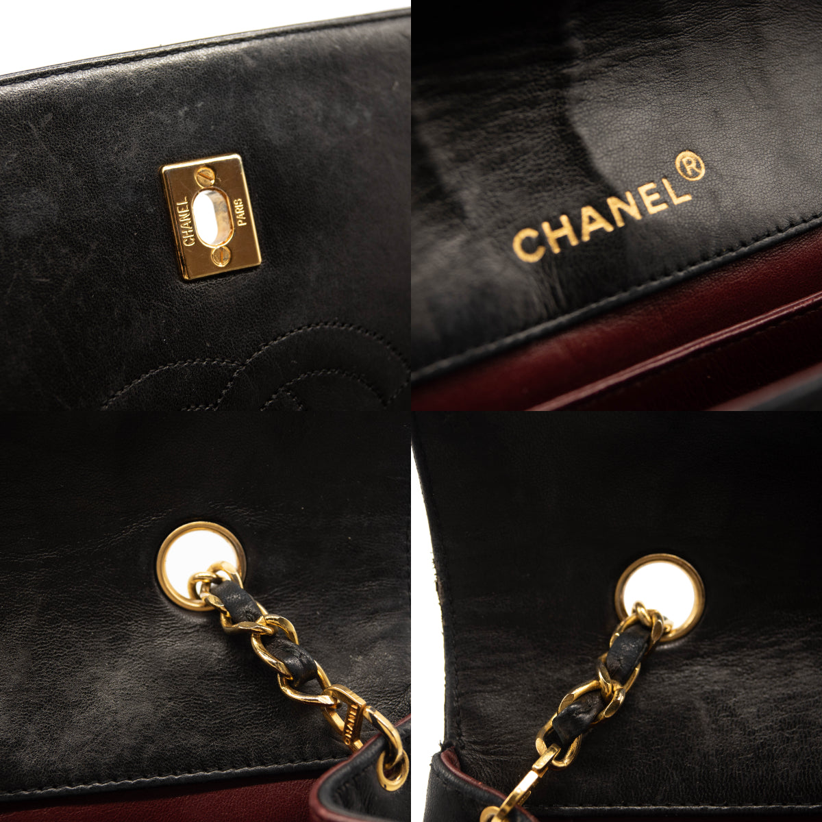 chanel vintage flap bag black leather