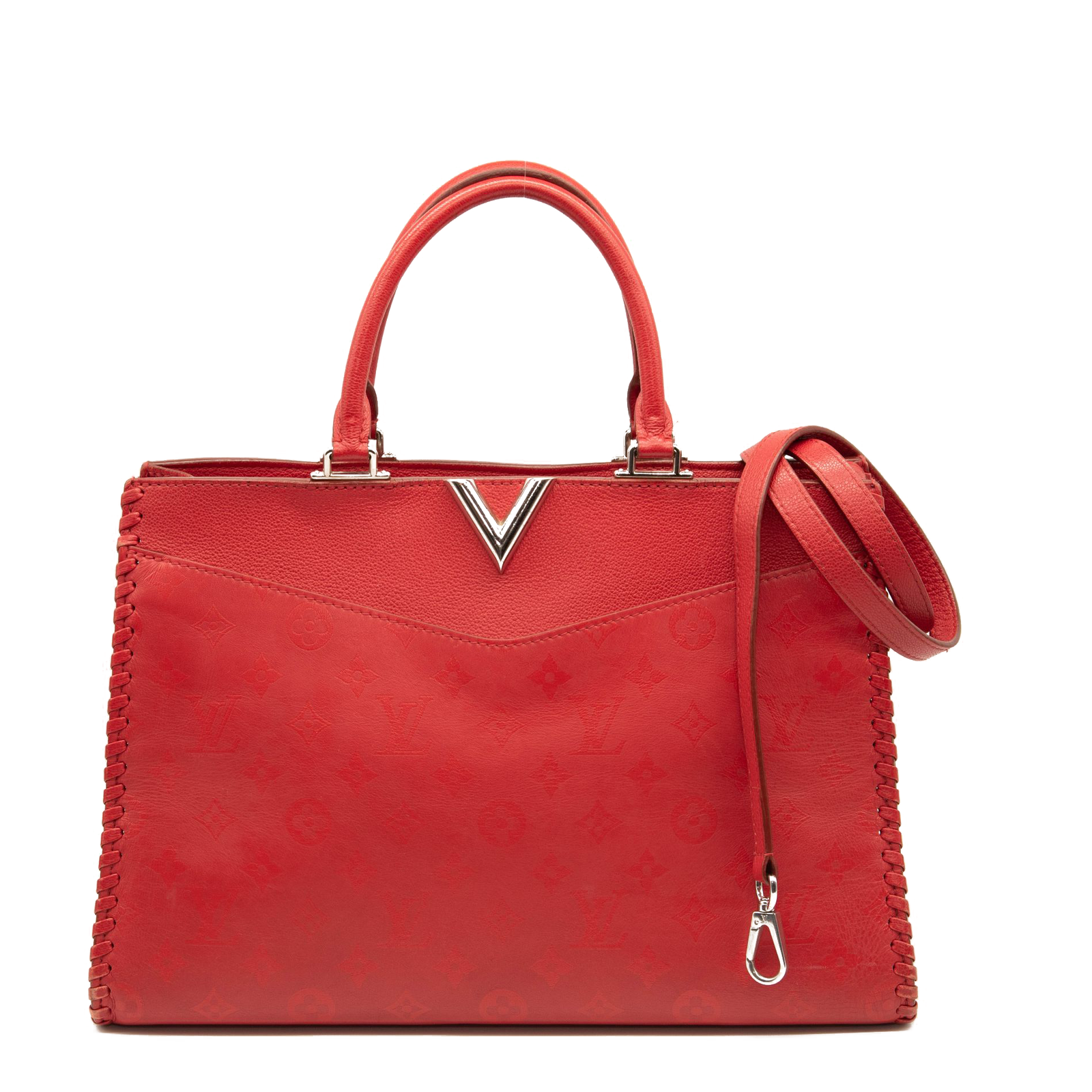 Louis Vuitton Monogram Cuir Plume Very Zipped Tote Rubis Red