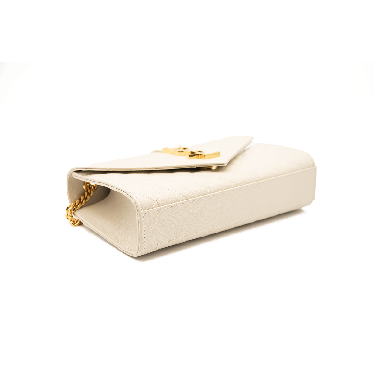 NEW Saint Laurent Monogram Small Envelope Leather Wallet On Chain Mixed Matelasse