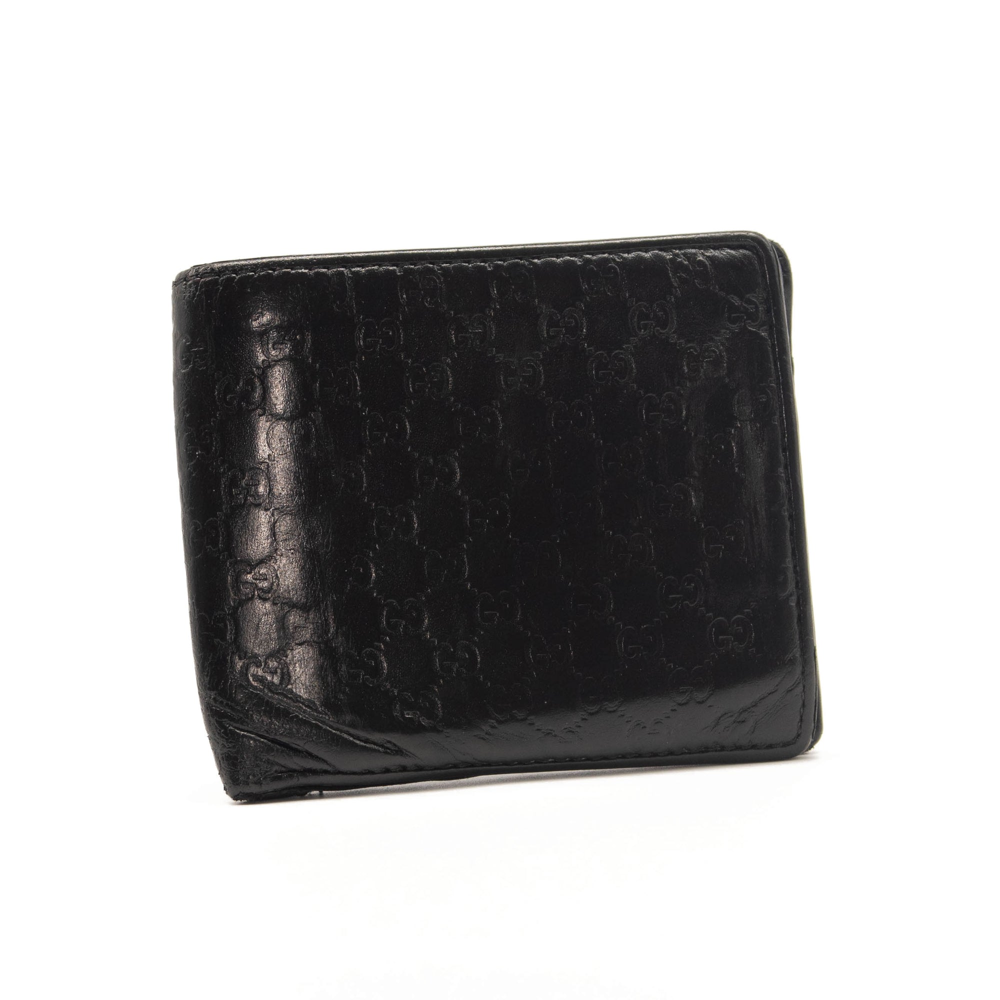 Gucci Black GG Logo Microguccissima Leather Bifold Wallet