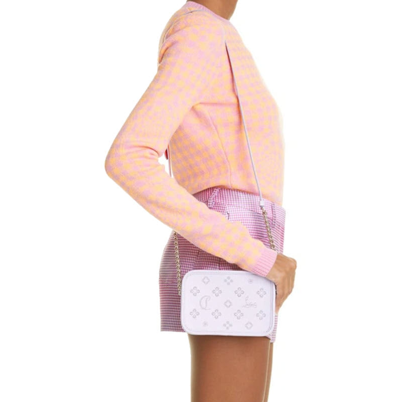 Christian Louboutin Radioloubi Small Leather Crossbody Bag Lilac Perforated