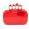Alexander McQueen Four-Ring Clear Box Clutch Dark Coral Red