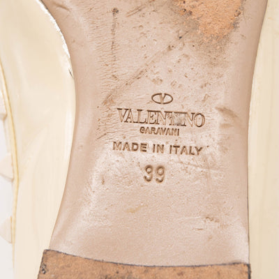Valentino Rockstud Cage Patent Ballerina Flat, Ivory