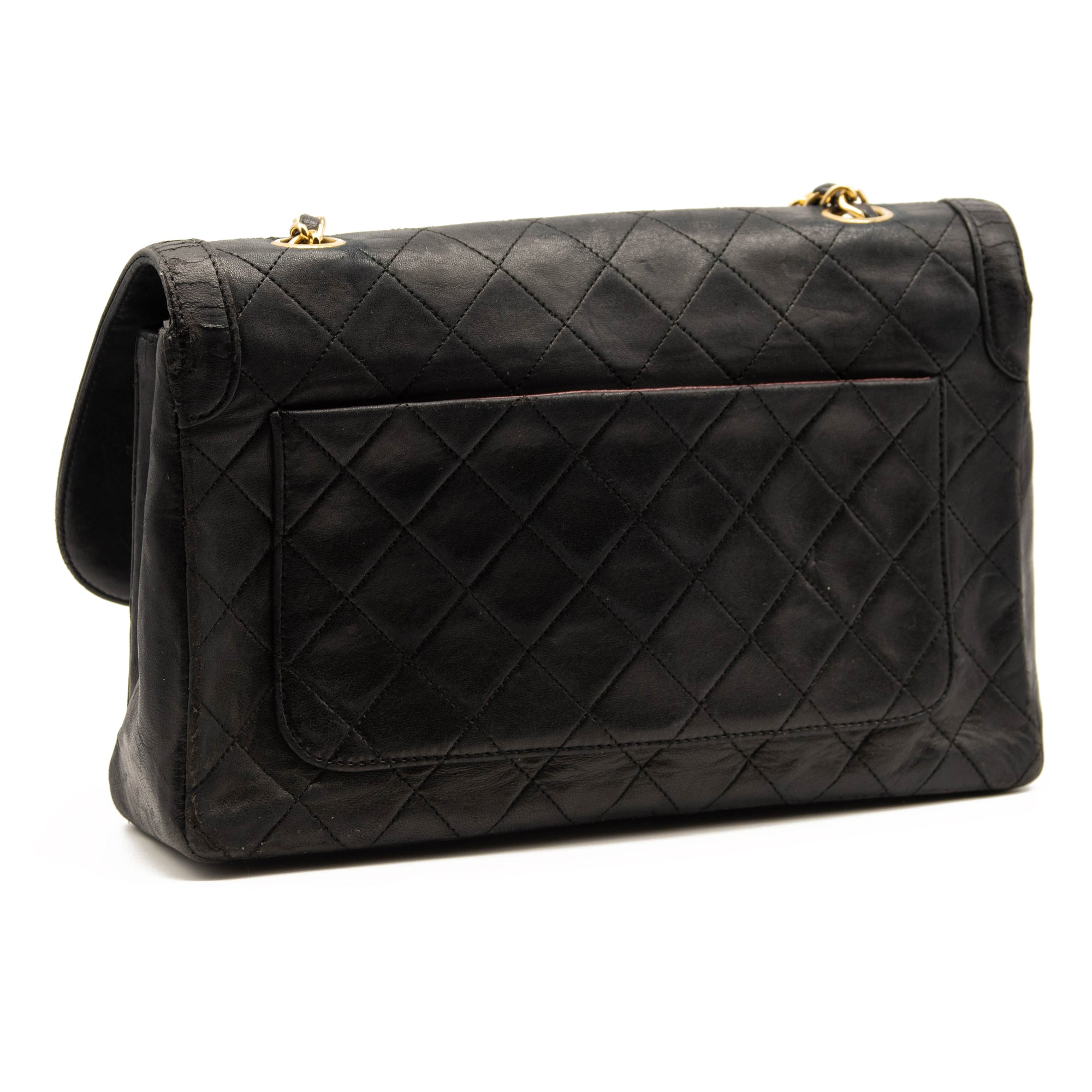 Chanel - Jumbo Classic Flap CC Quilted Black Lambskin Shoulder Bag / Crossbody