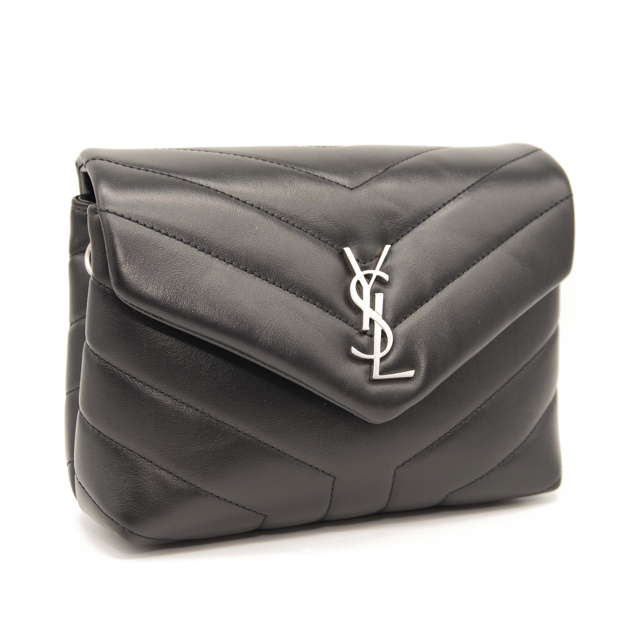 NEW Saint Laurent Toy Loulou Strap Bag in Quilted Y Shoulder Bag Black