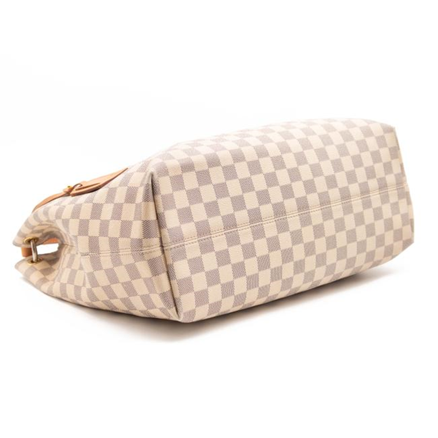 Louis Vuitton Graceful Damier Azur Mm Rose Ballerine White Canvas Tote
