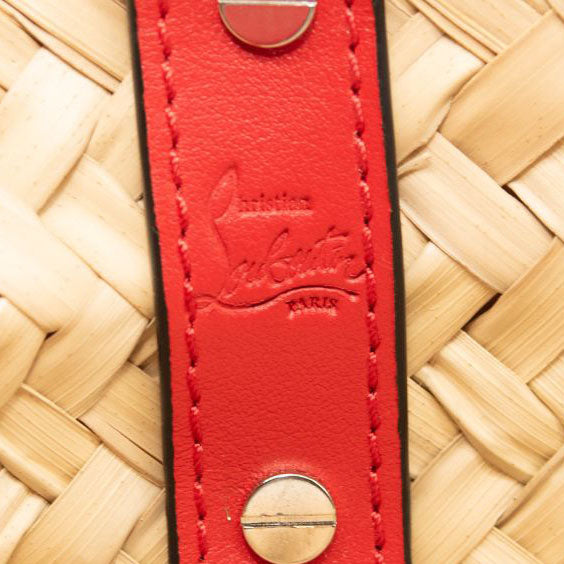 NEW Christian Louboutin Loubishore Logo Straw Tote White