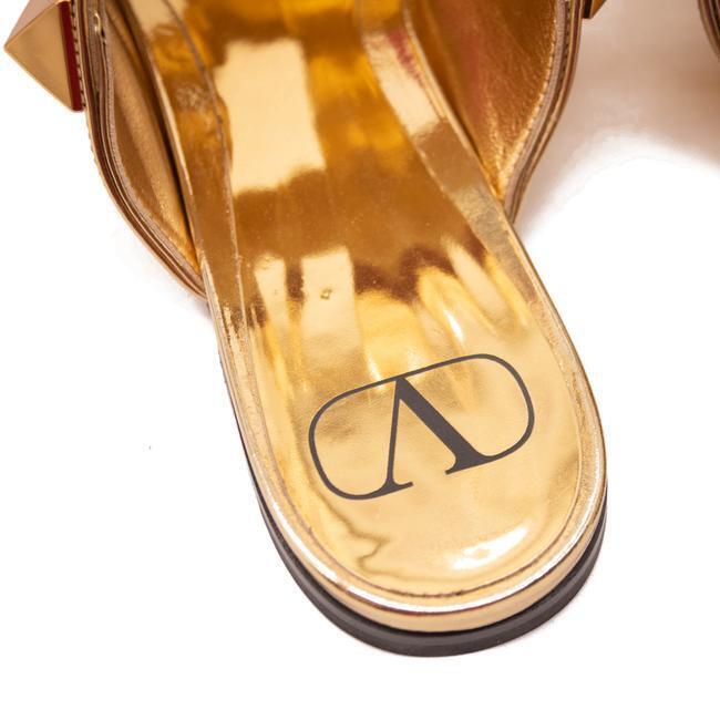 Valentino Gold Roman Ankle Strap Pointed Toe Brass Flats