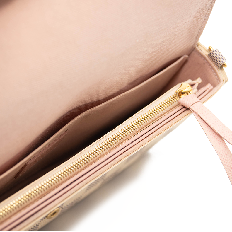 LOUIS VUITTON Damier Azur Pochette Felicie Chain Wallet Rose Ballerine