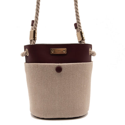 Chloe Key Small Linen & Leather Bucket Bag