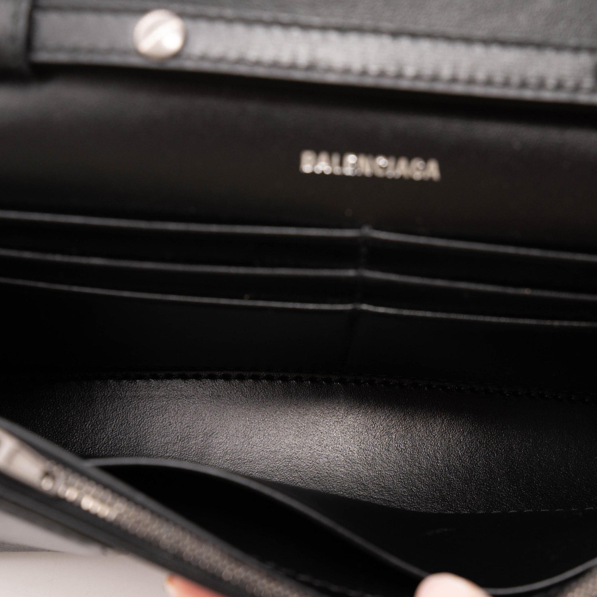 Balenciaga Hourglass Leather Wallet on a Chain