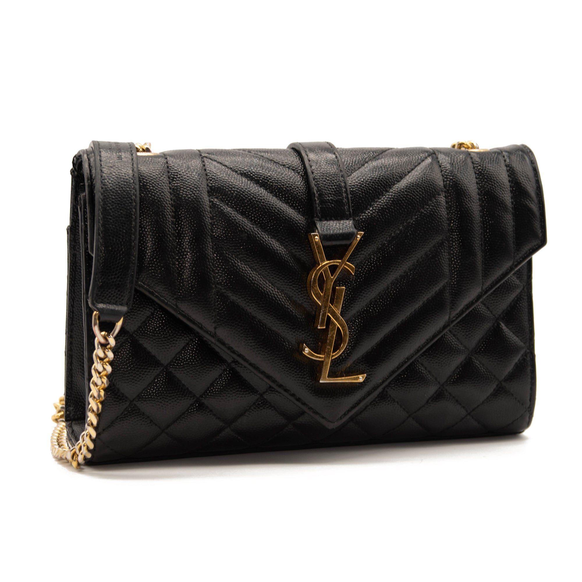 Saint Laurent Grain De Poudre Textured Mixed Matelasse Triquilt Small Monogram Satchel Black