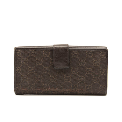 Gucci Monogram Interlocking G Continental Wallet Brown Canvas Studded Flap