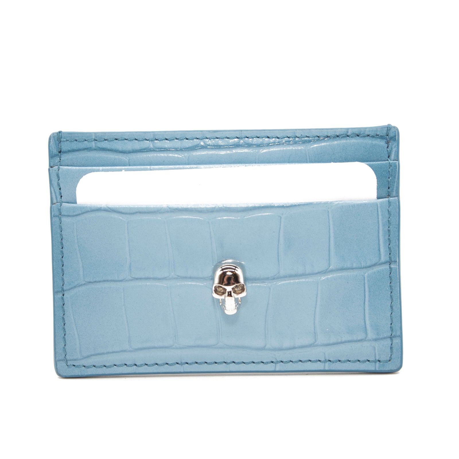 NEW Alexander McQueen Skull Card Holder Blue