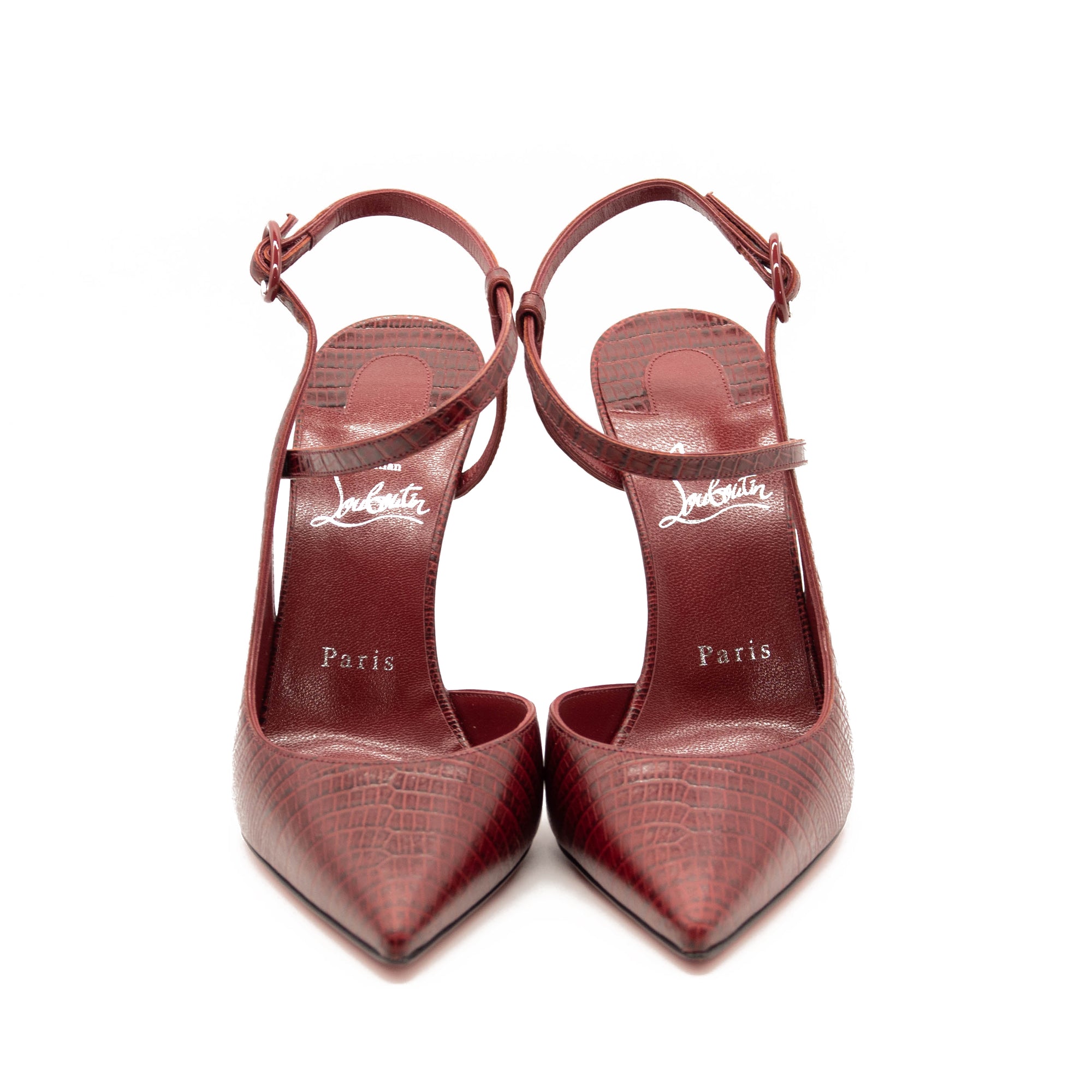 Christian Louboutin Jenlove Lizard Embossed Pointed Toe Pump EU 39