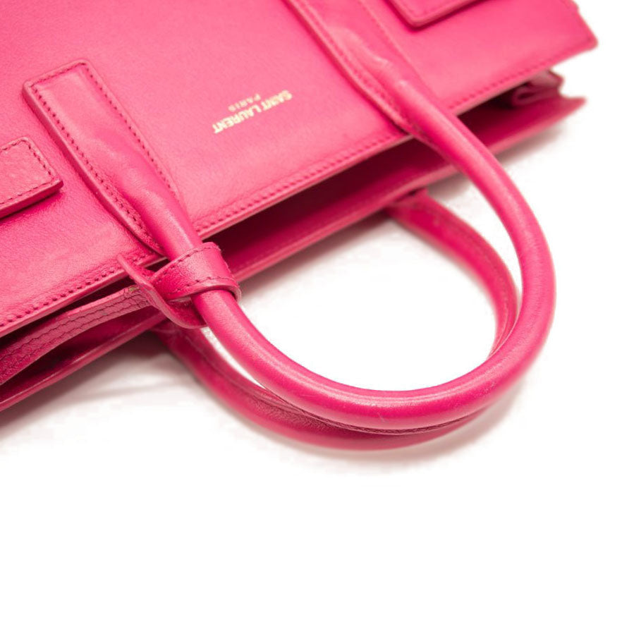 Saint Laurent Calfskin Nano Sac De Jour Lipstick Fuchsia
