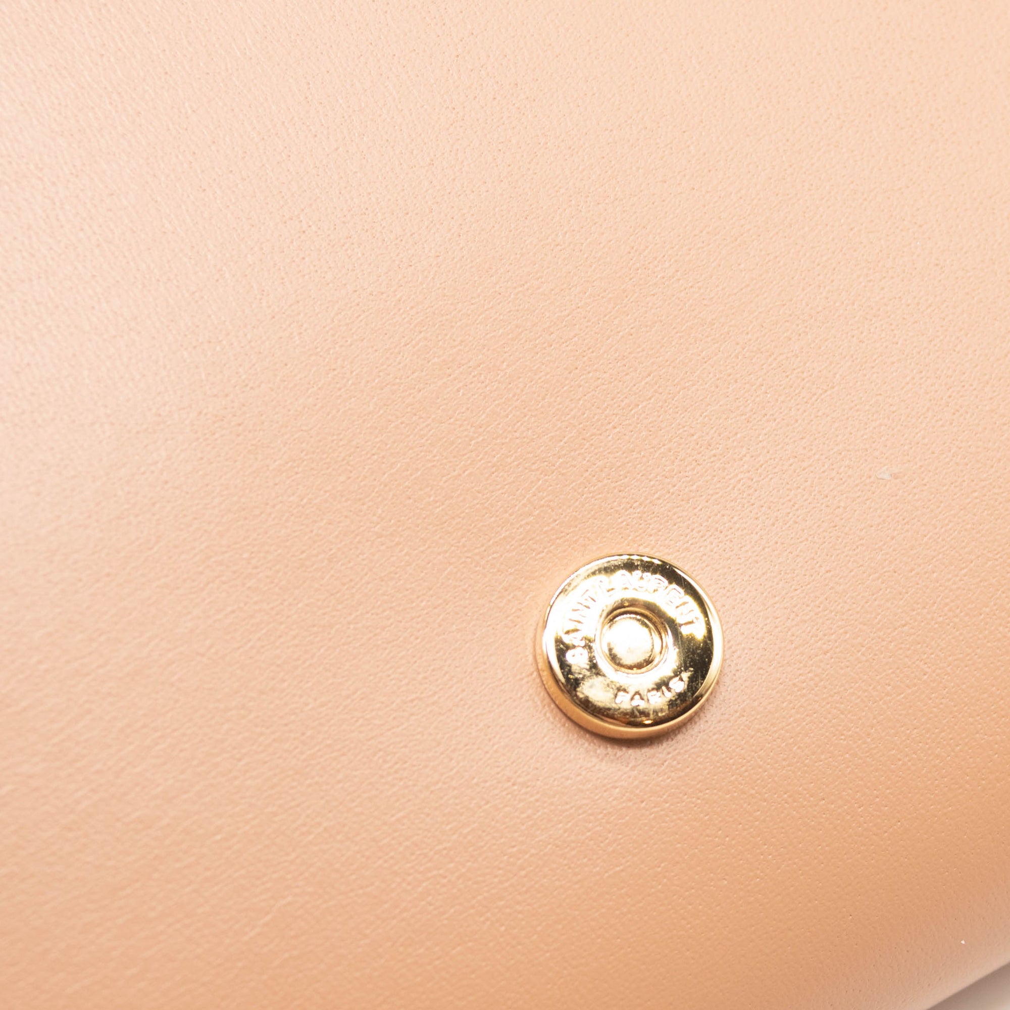 Saint Laurent Glossy Calfskin Monogram Chain Wallet Dark Beige