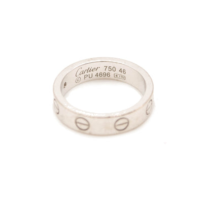 Cartier 18k White Gold Diamond 4mm Wedding Band LOVE Ring 46 US 3.75