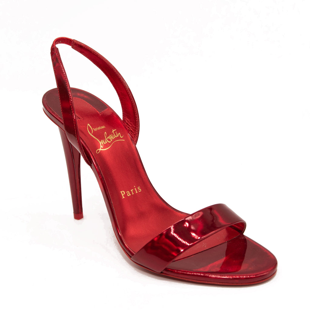 NEW Christian Louboutin Astrid Slingback Sandal Red Metallic 36 EU