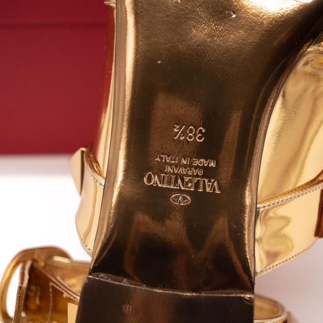 Valentino Gold Roman Ankle Strap Pointed Toe Brass Flats