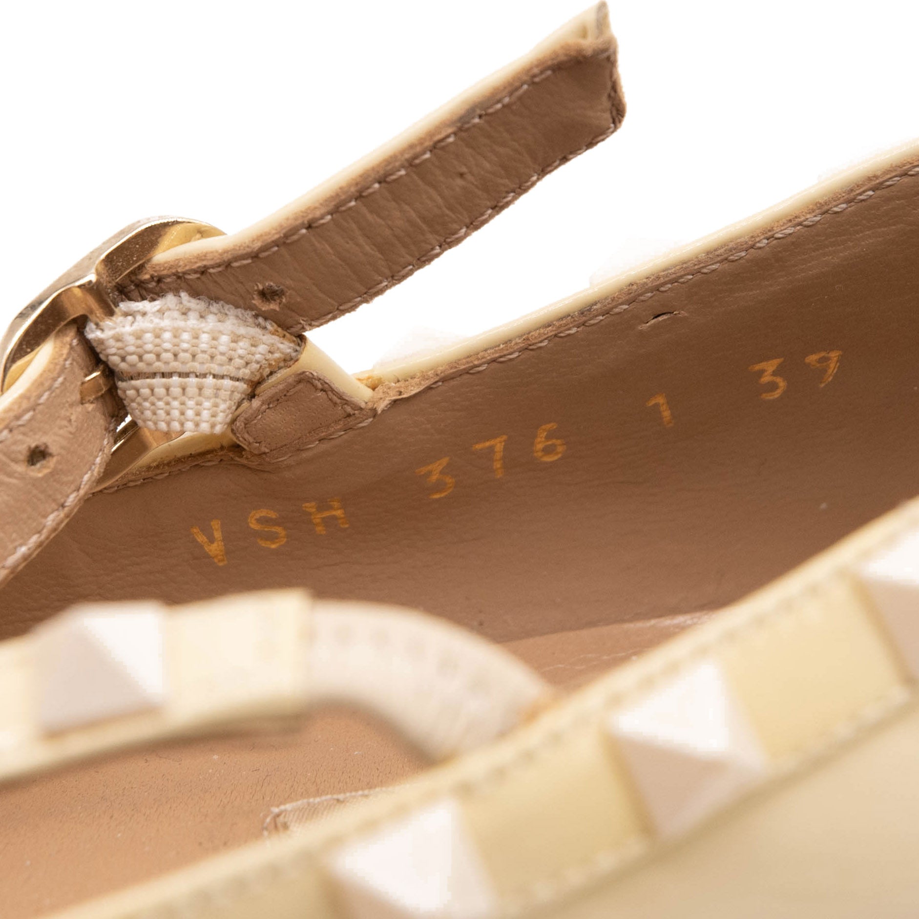 Valentino Rockstud Cage Patent Ballerina Flat, Ivory