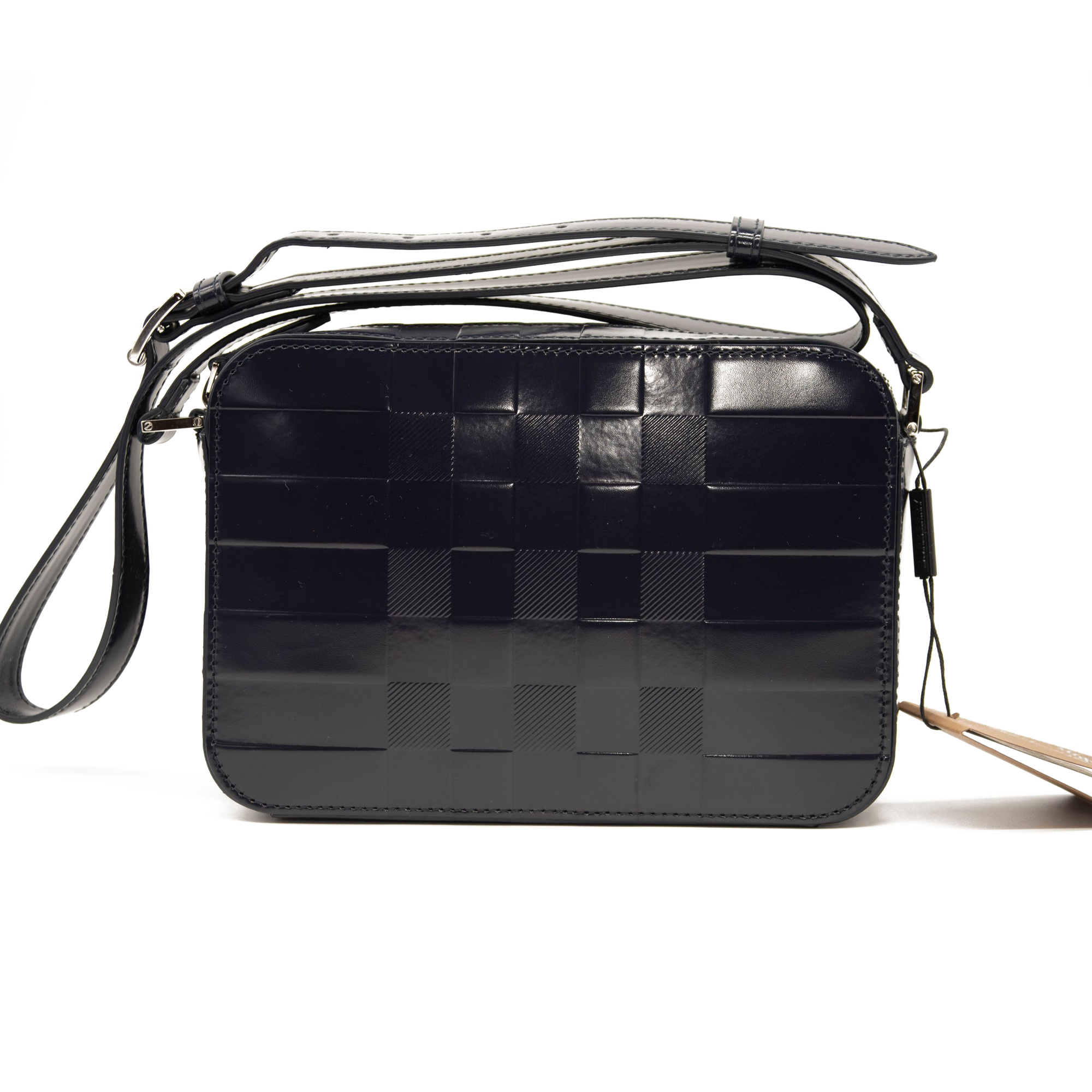 Burberry Paddy Check Embossed Leather Charcoal Blue