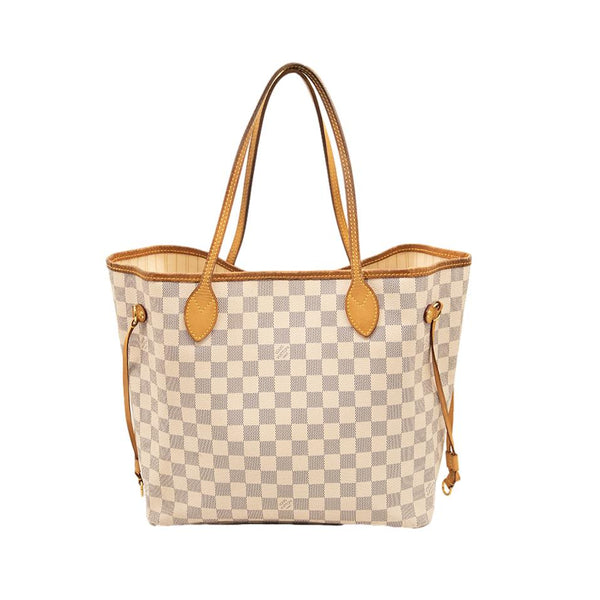 Preloved Louis Vuitton Damier Azur Neverfull mm Tote Bag with Pink Interior SD4260 081123 Off