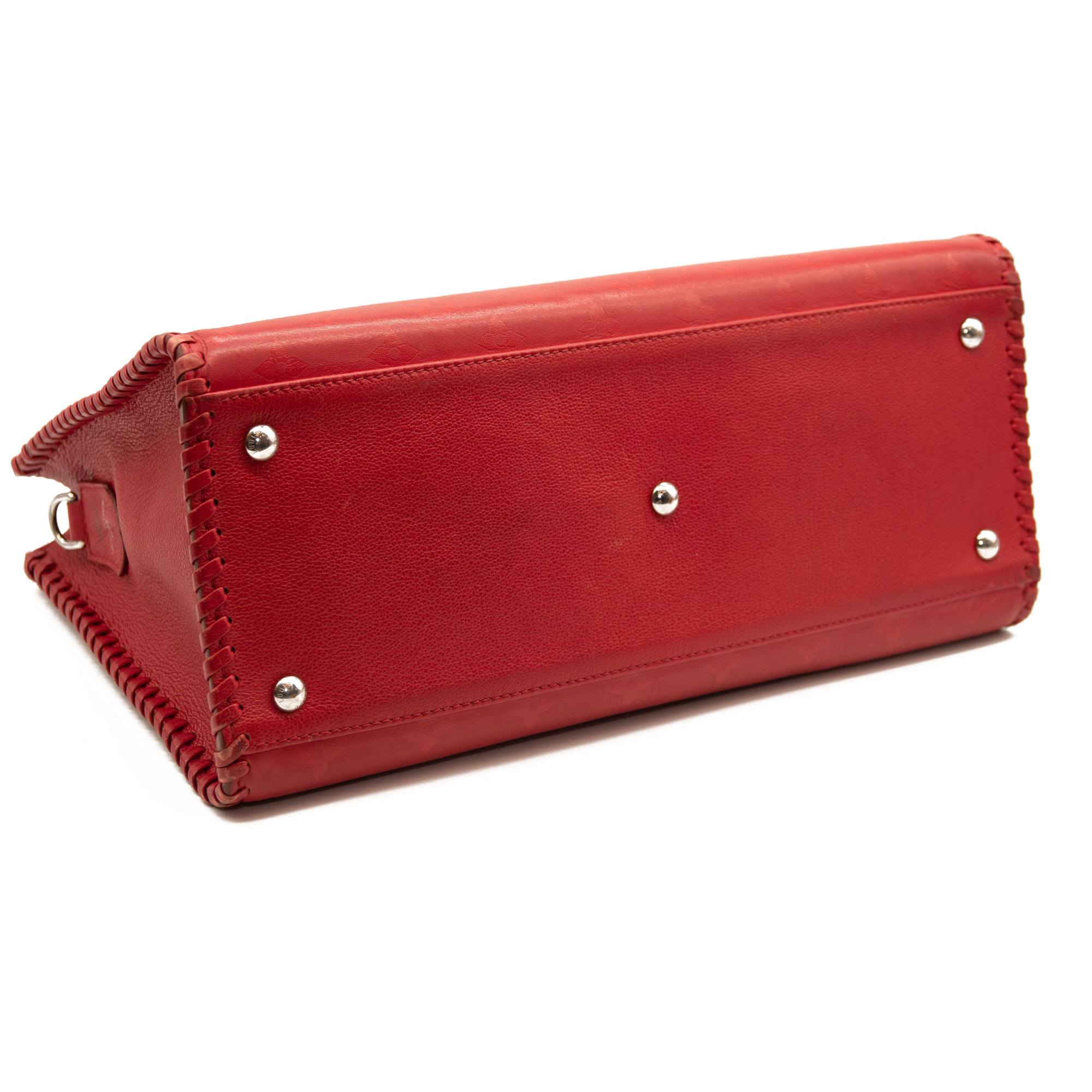 Louis Vuitton Monogram Cuir Plume Very Zipped Tote Rubis Red