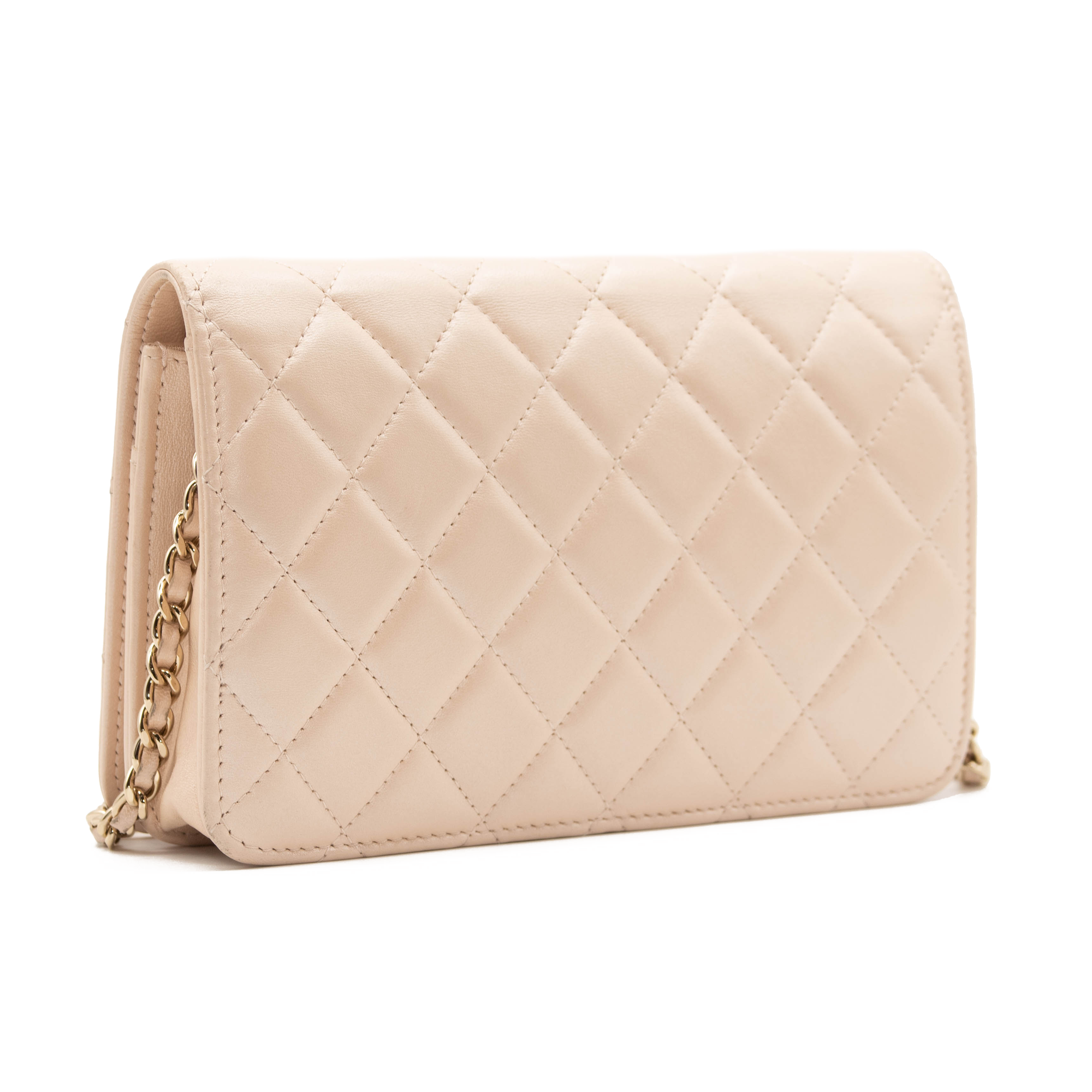 Chanel Pink Iridescent Lambskin Thick Chain Wallet on Chain