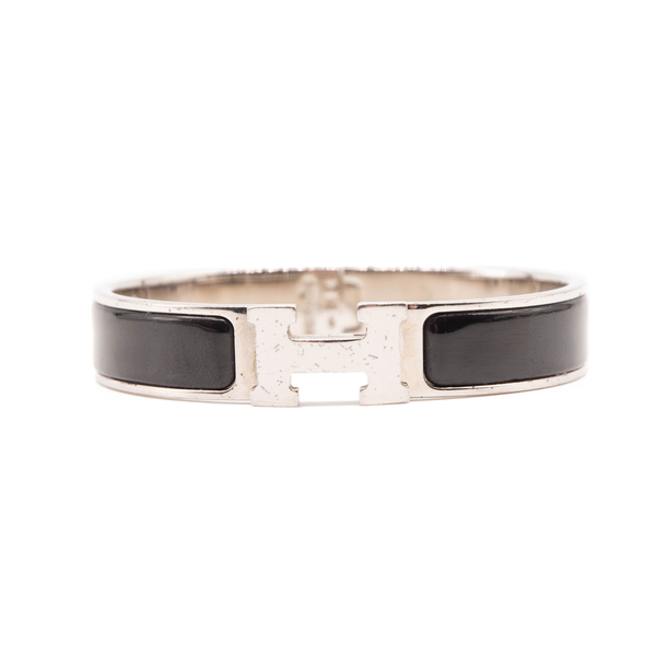 Hermès // Noir Enamel Clic H Bracelet – VSP Consignment