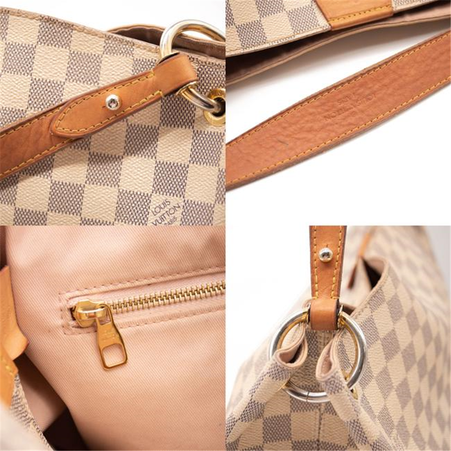 Louis Vuitton Graceful Damier Azur Mm Rose Ballerine White Canvas Tote