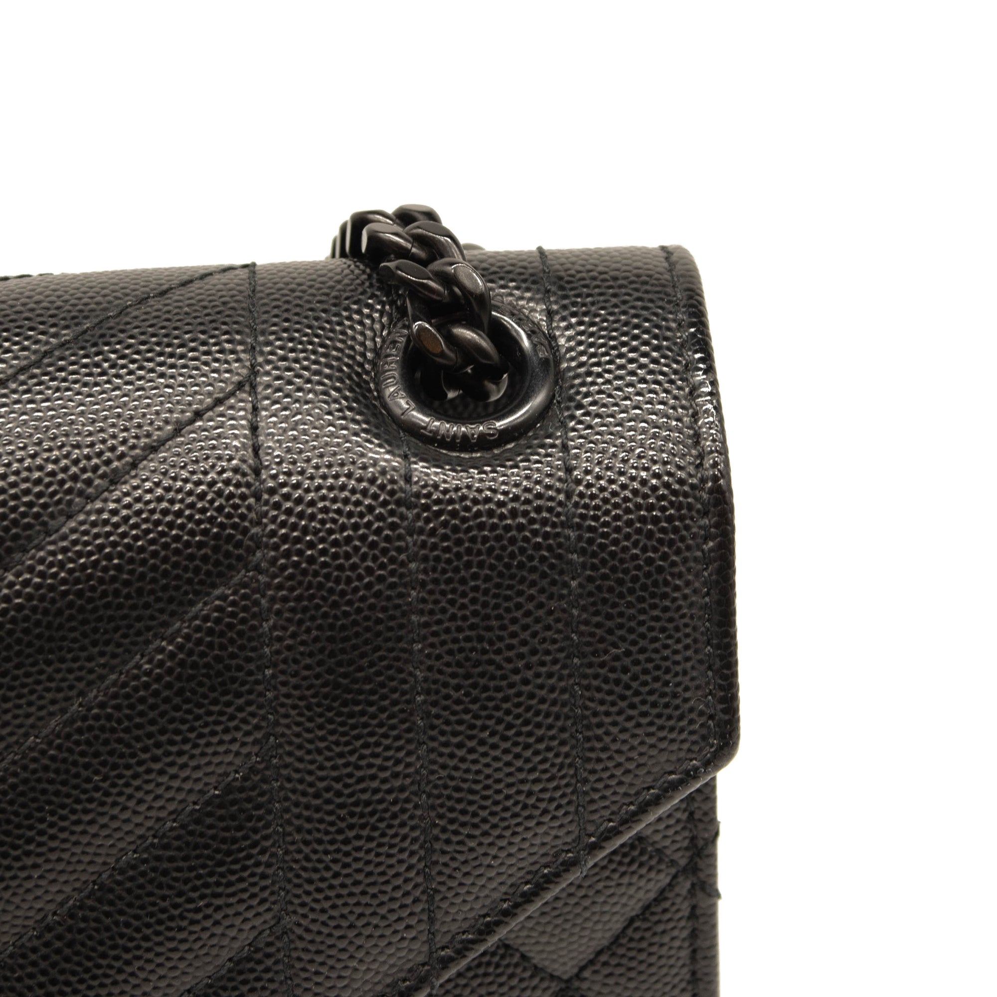 Saint Laurent Medium Envelope Chain Shoulder Bag Black Noir Mixed Matelasse