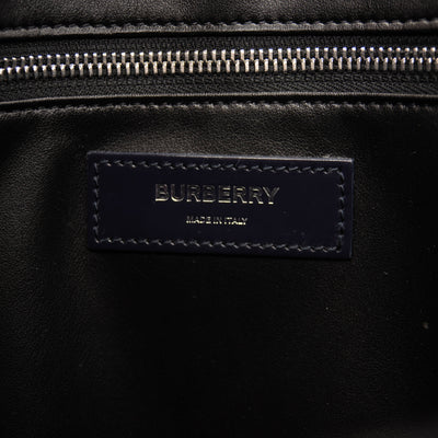 Burberry Denny Embossed Check Leather Tote Blue Patent
