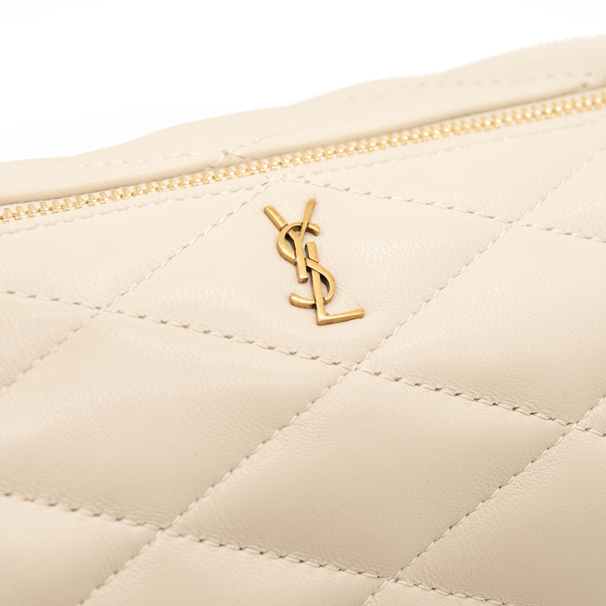 Saint Laurent Small Sade Tube Bag in Quilted Lambskin White