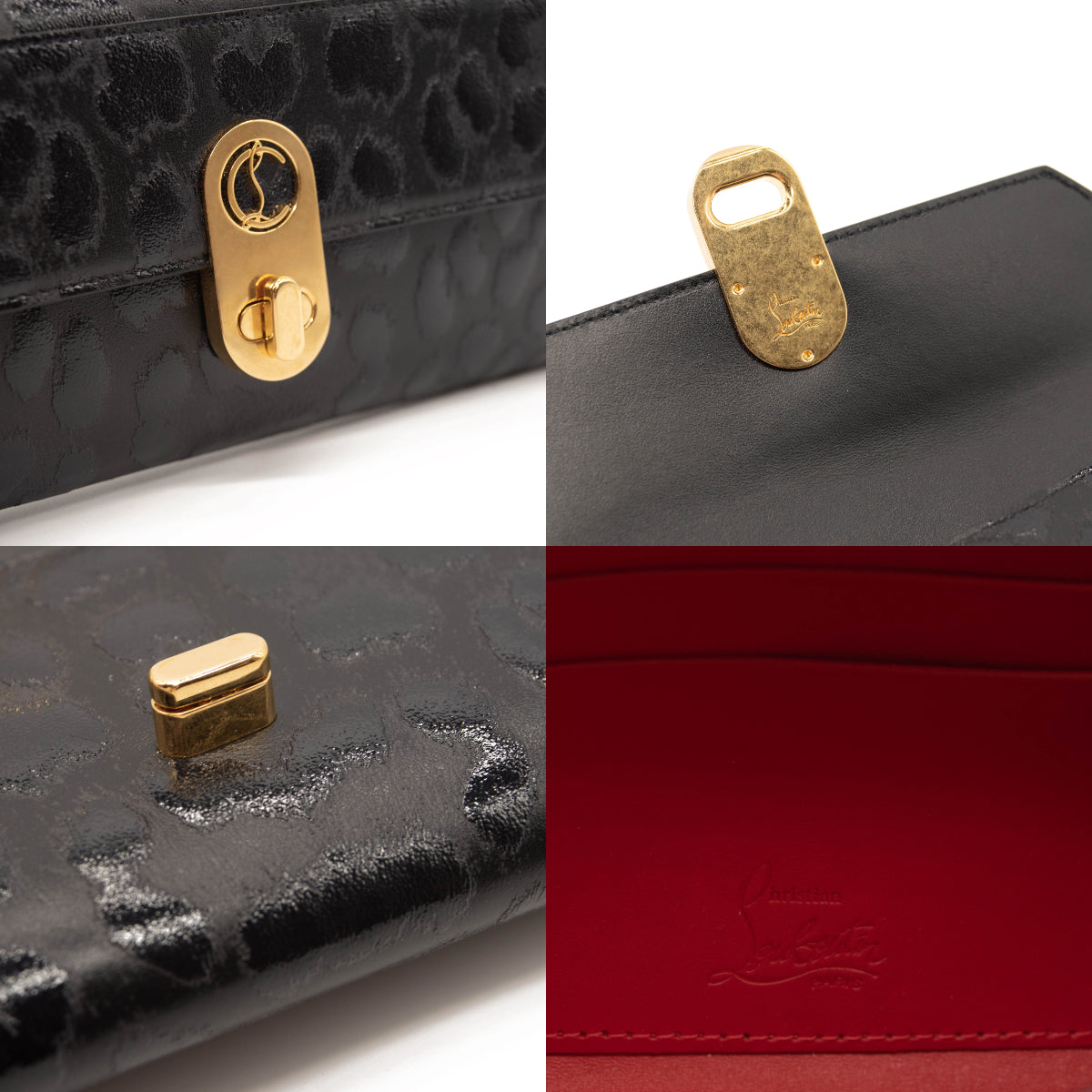 Christian Louboutin Belt Elisa Embossed Black Leather Messenger Bag