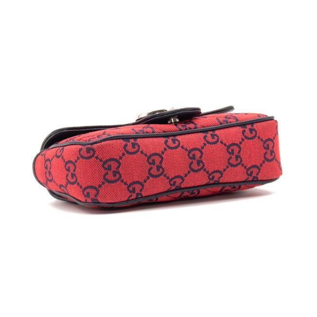 Gucci GG Marmont Monogram Multicolor Matelasse Diagonal Super Mini Red Canvas Shoulder Bag