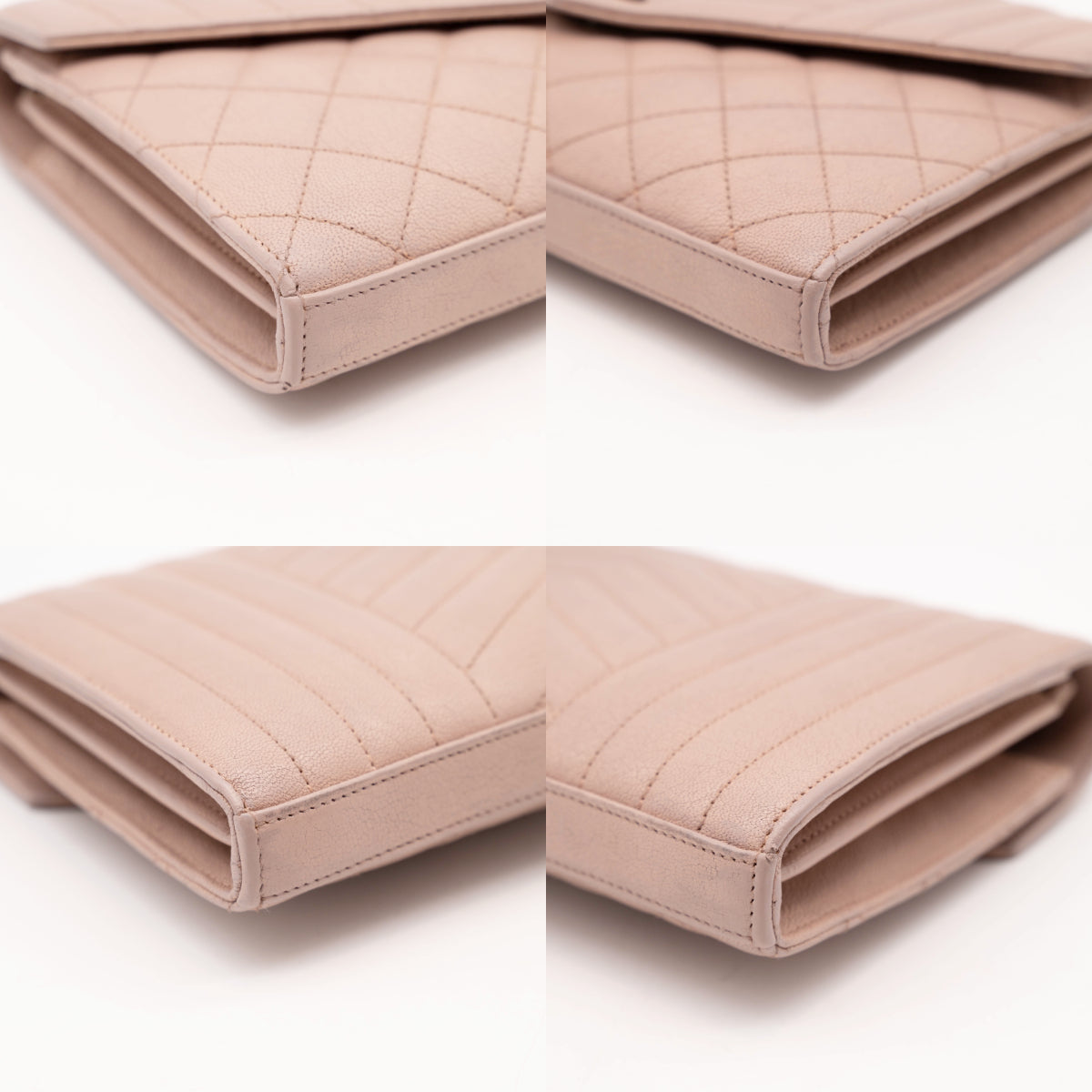 Saint Laurent Chain Wallet Monogram Envelope Tri-quilt Beige Sheepskin Leather Shoulder Bag