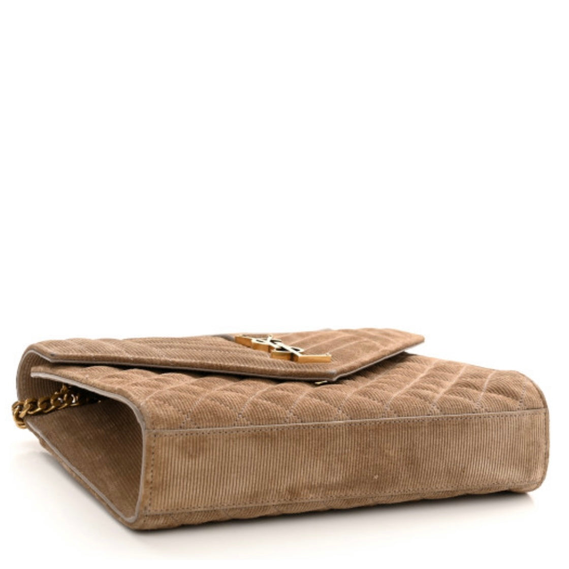 Saint Mixed Matelasse Triquilt Medium Monogram Satchel Beige