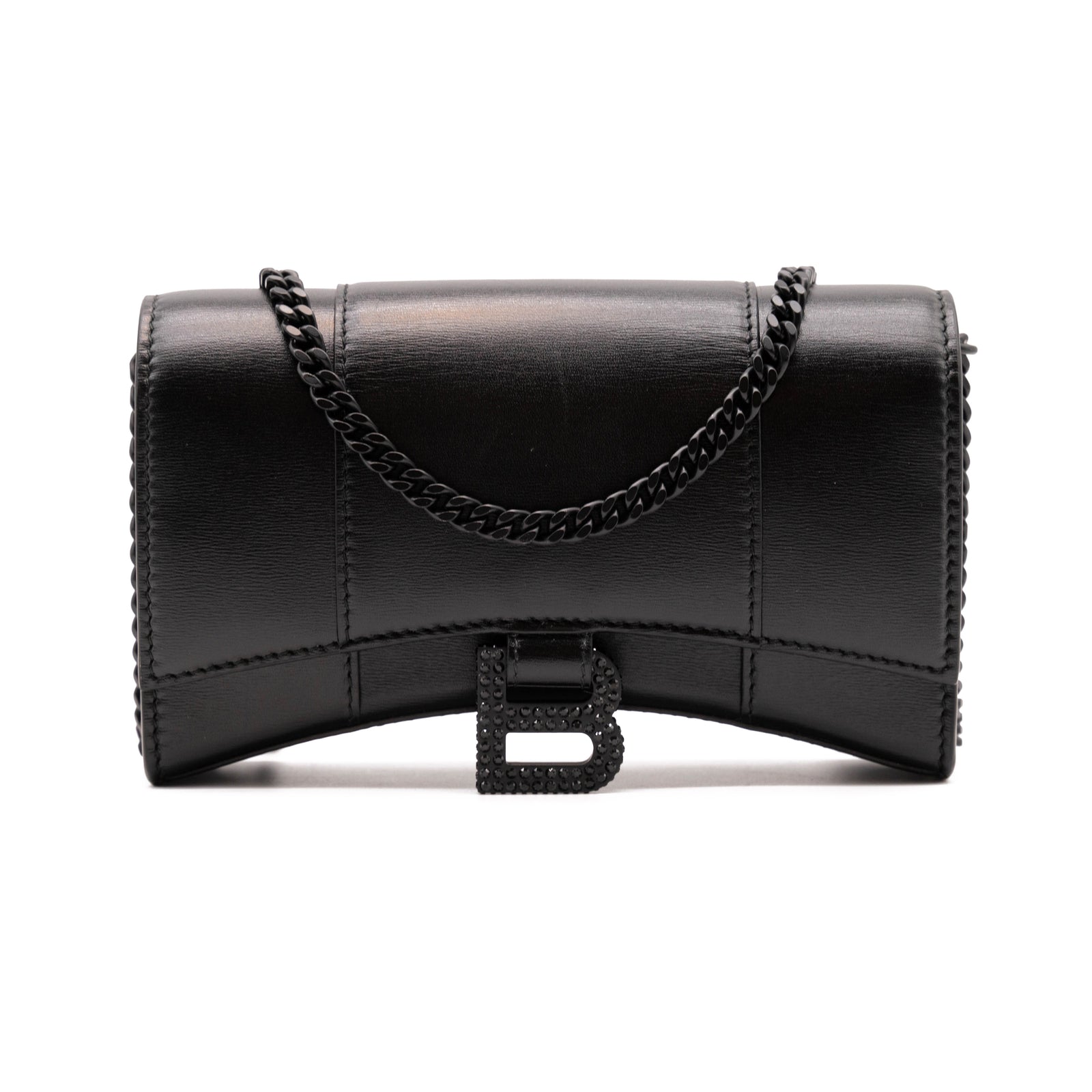 Balenciaga Hourglass Leather Wallet on a Chain